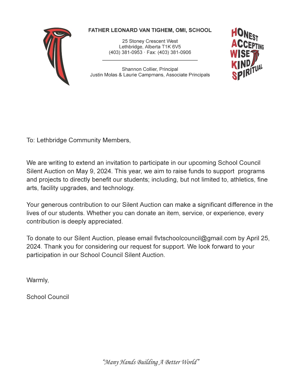 Silent Auction info sheet