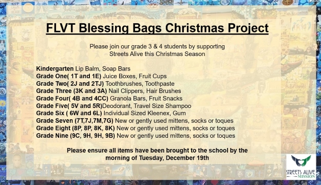 FLVT Blessing Bags Christmas Project 